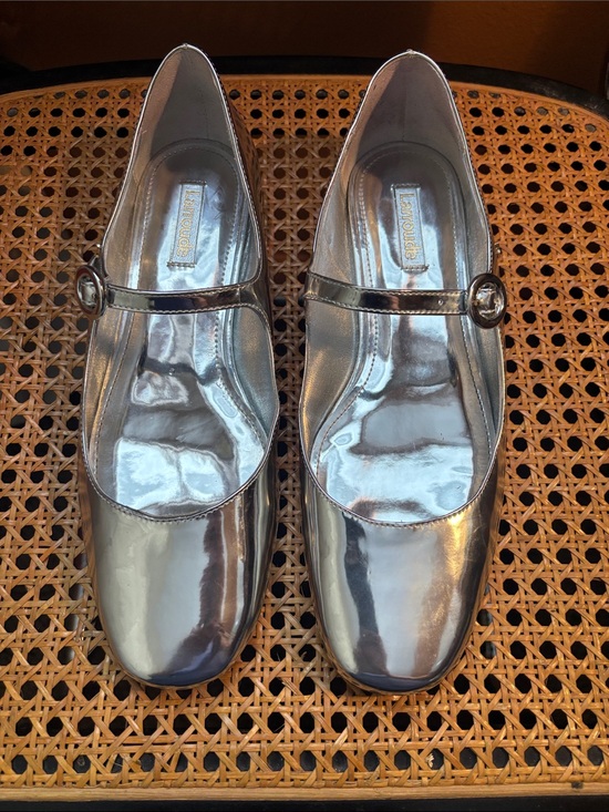 Larroude Shoes - Larroude Metallic Silver Mary Jane Flats